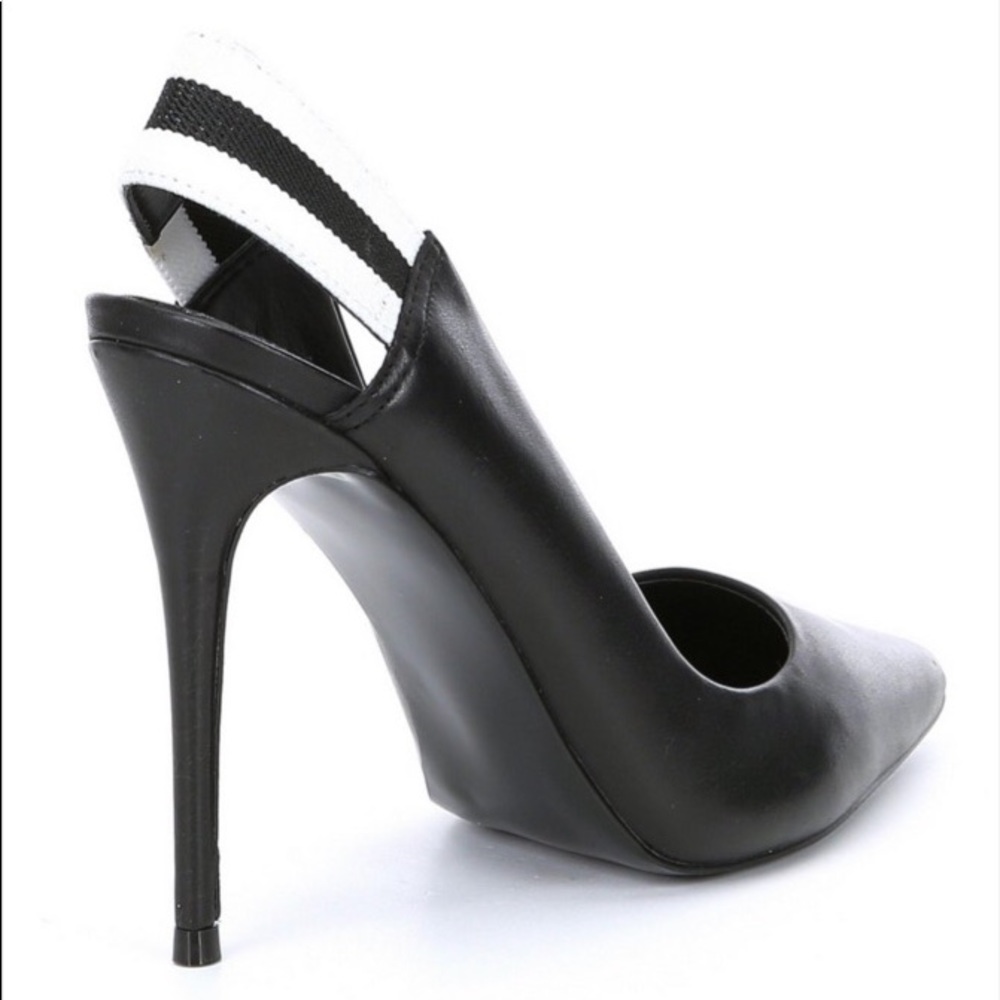 Steve Madden Darby Black Leather Varsity Slingback - Picture 2 of 8